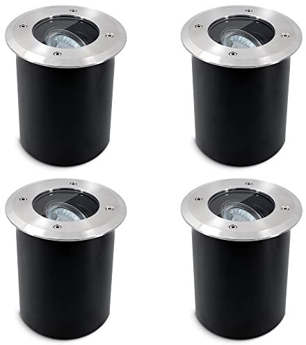 SSC-LUXon Juavi Recessed Floor Spotlights Outdoor Pivoting Round IP67 for 1 x GU10 Floor Spot Driveable (Light Bulb Not Included) Pack of 4