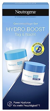Neutrogena Hydro Boost Skincare Set: Hydro Boost Aqua Creme + Nachtcreme, parfümfreie Gesichtspflege mit purer Hyaluronsäure und Aminosäuren,pflegende/intensive Gesichtscreme für trockene Haut je 50ml