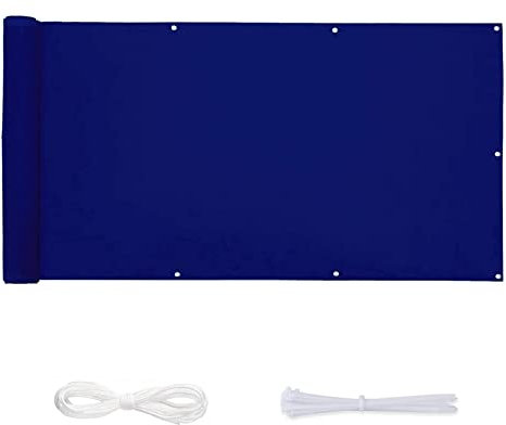MYUANH Balkonverkleidung 0.9x7m UV-Schutz Balkonsichtschutz Sonnenschutz Balkon-Verkleidung mit Nylon Kabelbinder,Kordel für Balkongeländer Garten, Blau