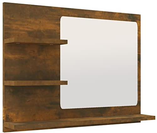 vidaXL Espejo de baño Madera contrachapada Roble Ahumado 60x10,5x45 cm