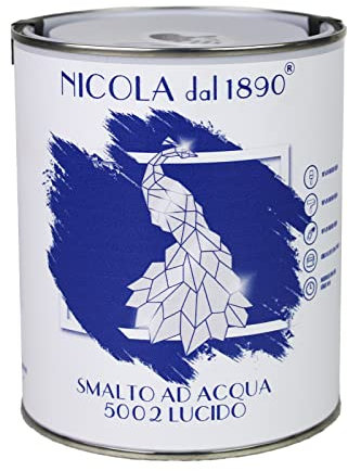 NICOLA VERNICI Smalto Acrilico a Base di Acqua, Per Interni ed Esterni, Made in Italy, Blu Lucido - Formato 1 lt