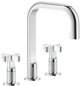 Miscelatore per lavabo Gessi Inciso+ 3 fori, bocca H=139 mm x 160 mm di sporgenza, con scarico, 58113, Colorazione: cromo