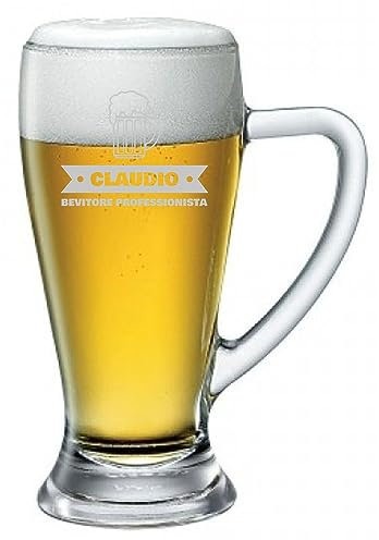 fashwork Boccale da Birra PERSONALIZZATO 38 cl inciso con Nome Frasi Anno Anni Bevitore professionista Compleanno Idea Regalo PERSONALIZZABILE Papà Nonno Zio Padrino Natale SanValentino