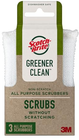 Scotch-Brite Greener Clean Non Scratch Scrubber: 2.6 in. x 4.1 in. x 0.7 in. / 3-Pack (White)