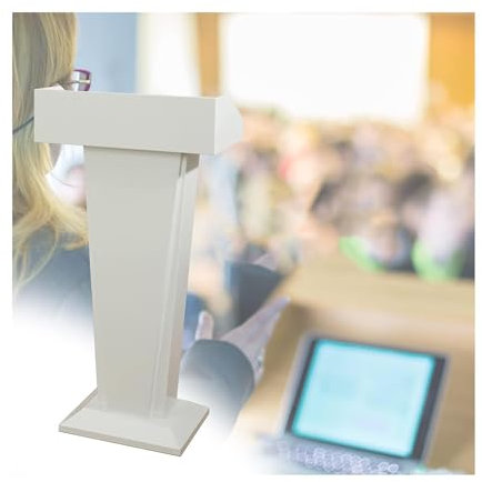 BKEKM Modernes Rednerpult, Luxus-Podiumständer, Rednerpult, Metall-Konferenztisch, Hotel-Willkommensrezeption, Weiß, 118 cm, Stehpult