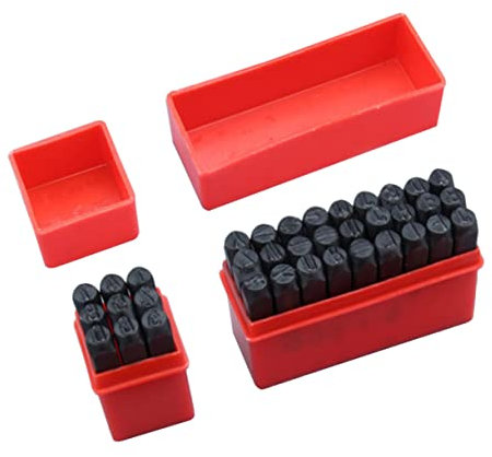 Lurrose 36 STK Werkzeugkasten Für Schmuck Buchstabenstempel Aus Metall Brief Aus Stahl Leder-Alphabet Brief Aus Leder Set Zum Stempeln Von Buchstaben Metallplatten Geprägt Briefmarke