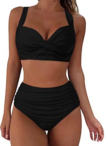 Generisch Bikini Sets für Damen Push Up Tanga mit niedriger Taille Badeanzug Bikini Set Badebekleidung Beachwear Roter Bikini Bikini Triangel