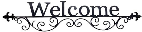 Shurzzesj Cartello da parete con scritta Welcome, in ferro, stile retrò, per interni ed esterni, antiruggine, decorazione artistica per la casa e l'appartamento