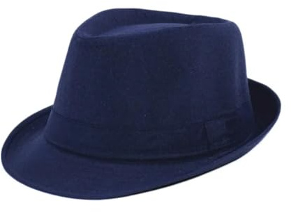 FULUJIDI Fedora Trilby Tela De Lino Panamá Sombrero De Jazz Sólido Sombrero De Vaquero para Hombre Sombrero para El Sol Sombrero De Cubo para Hombres De Tela-Azul Marino