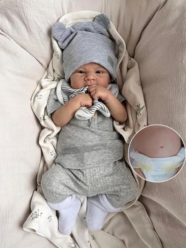 Anano Reborn Baby Vollsilikon Lebensecht 45CM Reborn Baby Junge Puppe Babypuppe Wie Echtes Silikon Babys Puppe Reborns Puppen