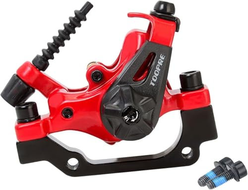 Tuoservo Mountainbike, mechanische Scheibenbremse, Fahrrad-Scheibenbremssystemadapter, Ersatzteile, Leitungsziehbremse für Fahrräder (rot, hinten)