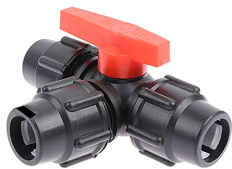 Vanne à bille double union, 1 vanne de tuyau de connexion rapide à trois voies en PE utile, vanne de type T en plastique, connecteur de vanne à trois voies ID 20 mm 25 mm 32 mm 40 mm 50 mm(Black 25mm)