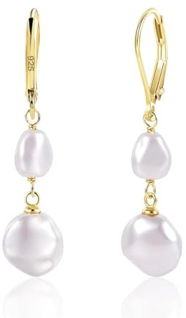 TTPSRY Ohrringe Damen Perlen Hängend Tropfen Elegant Statement Quaste Ohrringe 14K/18K Vergoldet Perlenohrringe Anhänger Hochzeit Schmuck Zubehör Geschenke für Frauen Mädchen