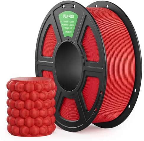 DEEPLEE PLA PRO Filament 1.75mm, Stärkere Zähigkeit 3D Drucker Filament, PLA Filament Maßgenauigkeit ±0.02 mm, Sauber gewickelt, Einfach zu Drucken, Passend für die meisten FDM 3D Drucker, Rot 1KG