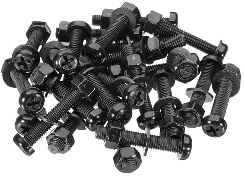 PATIKIL Tornillos De Nylon Negros M8x45mm Y Tuercas De Plástico Juego Completo De Cabezal Roscado Para Proyectos De Sujeción Industriales Y Domésticos 24 Juegos
