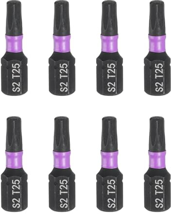 QUARKZMAN 8Pz T25 Inserti per Avvitatore Torx 1/4 Gambo Esagonale 25mm/1 Lunghezza Punte per Cacciavite Magnetico 6 Punte Esagonali a Stella in Acciaio S2 Trapano Elettrico di Qualità