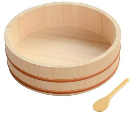 YiAndeli 9 Tamaños De Madera Hangiri Sushi Arrocera Japonés Sushi Arrocera Cubo para Sushi con Banda De Cobre para Sushi Oke Restaurante Cocina Inicio 1,42x11cm