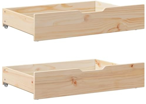 GCHDHAPB Cassetti Sotto-Letto con Ruote 2 pz 80x55x17 cm Legno Massello Pino
