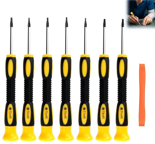 7Pcs Torx Screwdriver Set, Magnetic Screw Drivers Sets with T3-T10 Bits, Precision Torque Screwdriver for PS5 PS4 Repair, Star Security Tools for Electronics, Heavy Duty Repair Kit