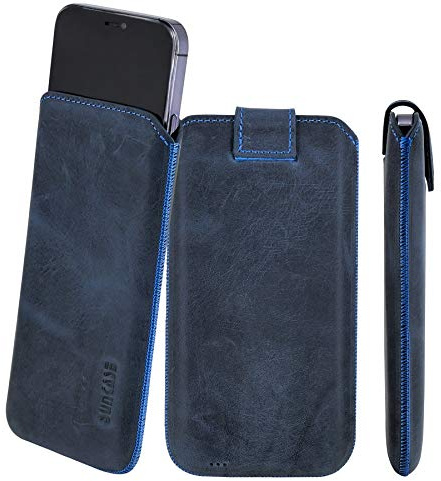 Suncase *Slim-Edition* Tasche Hülle Etui mit Rückzugsfunktion und Magnetverschluss in Pebble-Blue, kompatibel mit iPhone 17