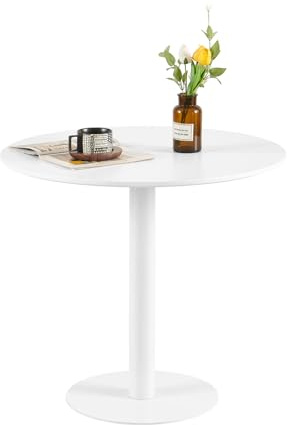 buybyroom Runder Esstisch Rund Bistrotisch Küchentisch Klein Einfacher Kleiner Tisch für Küche, Esszimmer und Wohnzimmer Tisch Rund 80 cm, Weiß