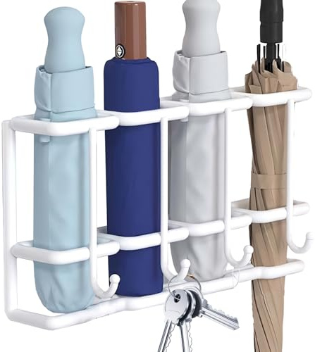 Soporte de pared paraguas de puerta, organizador de paraguas de pared | Soporte de estante de metal de 4 ranuras montado en la pared para paraguas,Suministros para el hogar, organizador de spa salvado