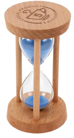 iplusmile Minuteur Sablier en Bois 5 Bleu 5X9 CM pour Garçon et Filles Minuterie Décorative Salle de Bain Minuterie Visuelle pour Brossage Dents et Jeux à Domicile