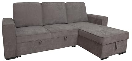 Mobelcenter, Sofá Chaiselongue Cama Nepal Reversible, Tapizado Color Gris, Medidas: Alto: 102 cm.x Ancho: 249 cm x Fondo: 90 cm y 159 cm en el Chaiselongue (1585)