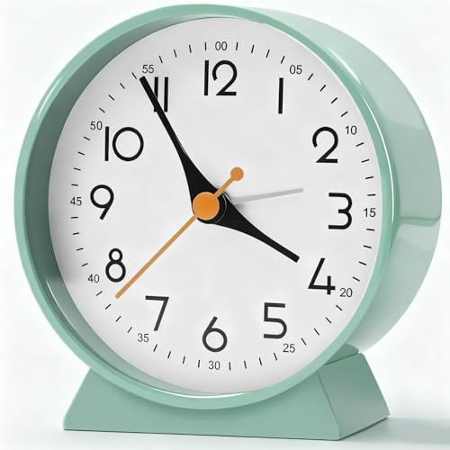 Azyh Sveglia Analogica Senza Ticchettio, Piccola Orologio da Tavolo Retro a Batteria, Orologio da Comodino per Decorazione del Soggiorno, Camera da Letto, Comodino, per Bambini Regali per il Ritorno a