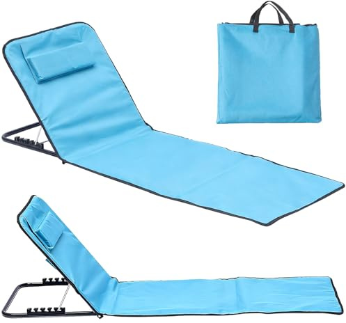 2 Stück Strandstuhl,Sonnenmatte für den Strand,verstellbare Sonnenliege mitRückenlehne und Tasche,Tragbare Sonnenliege,Strandliege Klappbar Leicht für Urlaub, Garten, Camping, Park und Festivals