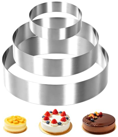 TaleMoon Rund Backrahmen für Backblech,10/15/20CM Tortenring Runden,4.5 CM Hoher Edelstahl Kuchenform Quadratisch zum Backen und Zubereiten von Moussetorten