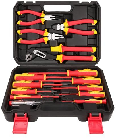 Home Repair Toolkit 14PC Insulated Screwdriver & Pliers Set VDE 1000V Electrician Tool with Magnetic Phillips