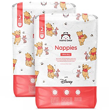 Marque Amazon - Mama Bear Disney Couches bébé Ultra Absorbantes, Taille 2 (3-6 kg), Blanc, 168 Pièces (2 lot de 84) - PACK MENSUEL
