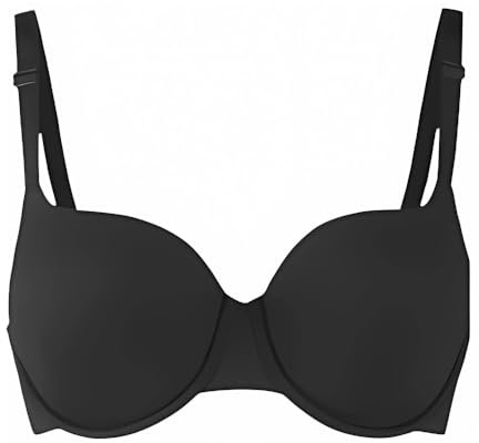 New Ladies Women's Beauform T-Shirt Full Cup Coverage Bra Size 32A-40E (D, Black, 40)
