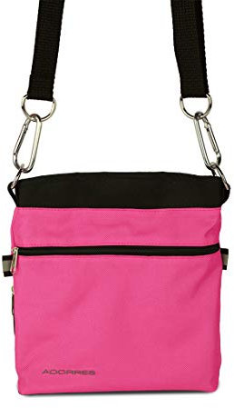 ADORRES Mit Wunschname möglich. Schultertasche, Hüfttasche, Leckerlitasche für Hunde, Futtertasche mit Magnetverschluss und Kotbeutelfach, Leckerlitasche Magnetic Pink Edition