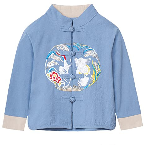 Mud Kingdom Little Boys Tang Jacket Cute Chinese Traditional Shirt Happy New Year Blue 5T