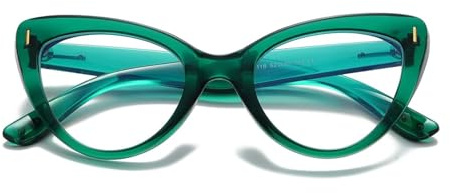 Hubeye Gafas de lectura de ojo de gato para mujer lectores de gran marco anteojos anti - luz azul con funda de tela y cuerda de gafas 1.00