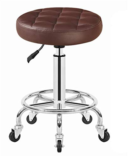 Bar Stool Faux Leather Upholster Adjustable Swivel Gas Lift Large Base 9 Colors (Color : Black) (Brown)