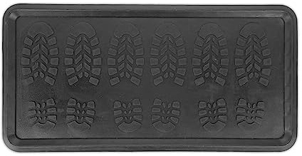 Relaxdays Zerbino in Gomma Antiscivolo, LxP: 80 x 40 cm Tappetino per Scarpe Bagnate, da Ingresso, con Bordo Alto, Nero