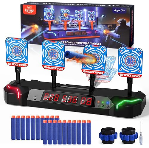 Lehoo Castle Målskiva för Nerf-pistol, Nerf-måltavla med ljus, ljud, leksaker, presenter för 6 7 8 9 10 år barn pojkar (svart)