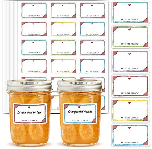 BIROYAL 360 Stück Marmeladen Etiketten Selbstklebend, 6 Farbe Dekorative Sticker, 50x30mm Aufkleber Marmeladenglas zum Beschriften von Einmach-Gläsern, Gewürzetiketten, Gläser, Flaschen