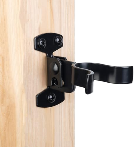 HILLMASTER 1-3/8 Flat Back Wall Mount Chain Link Fork Latch, Black Gate Fork Latch with Padlock Hole,Fence Latch Lock with Screws,Bolts,Gate Hardware Gate Latches for Outdoor Wooden Gates, 1 Pack