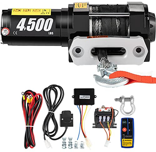AMAZWI 4500LBS Verricello di Recupero Elettrico Camion ATV 12V Telecomando Wireless Verricelli a Fune Sintetica Facile da Usare per Principianti e Professionisti