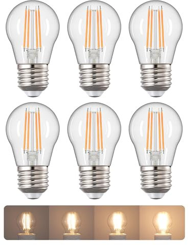 EDISHINE E27 Dimmable Light Bulb, 4.8W (40W Equivalent) E27 Screw Bulb Energy Saving, 2700K Warm White Edison Light Bulbs, Golf Ball P45 LED Light Bulb, No Flicking, 420LM, 6 Pack