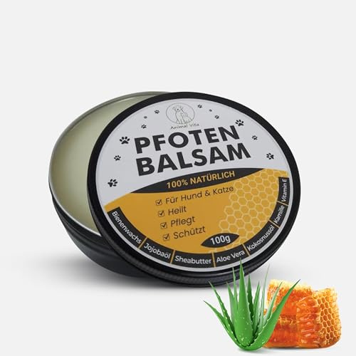 Animal Vita® Pfotenbalsam 100ml für Hunde und Katzen [mit Bienenwachs] 100% natürliche Inhaltsstoffe - Pflegt rissige und spröde Pfoten - Natürliche Pfotenpflege - Nasenbalsam ohne Parfüm
