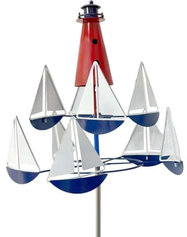 Escultura de Viento cinética, hilanderos de Viento al Aire Libre, Escultura de Viento con Forma de Vela de Metal Inoxidable, Molino de Viento Impermeable para jardín, fácil instalación,