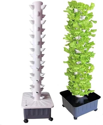 Kit tour hydroponique pour herbes et légumes - Système hydroponique vertical avec 15 niveaux et 45 trous, système de culture aquaponique, tour de jardin sans sol