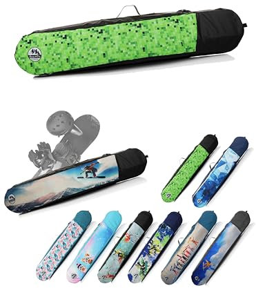 BAMBINIWELT Kinder Snowboardrucksack, Snowboardtasche, Stauraum für Helm, Schuhe & Handschuhe, Boardbag, Cordura, Schulterriemen, Tragegriff & Ablaufloch, Farbe: Modell 01, Größe: 135cm