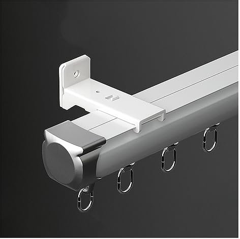 Binario per Tende Extra Lungo da Parete Resistente, 32 29 26 23 19 16 14 13 Piedi, Binario per Tende da Interno ed Esterno, Singolo Binario per Tende in Alluminio con raccordi (Colore: bian