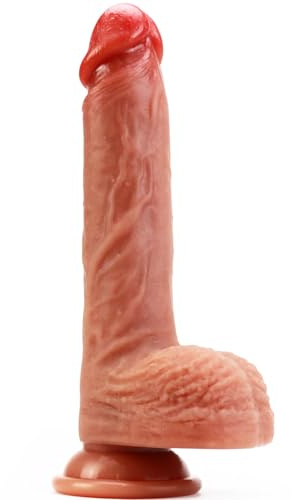 Realistischer Dildo mit Saugnapf – 22cm Silikon Dildo Realistisch für Frauen & Paare, Weiche Hautähnliche Textur, Harness Kompatibel, Dildo für Vaginale & Anale, Sex Spielzeug für die